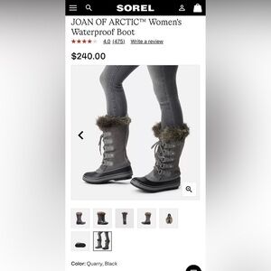 Sorel Women's Joan of Arctic Waterproof Boots - Quarry, Black